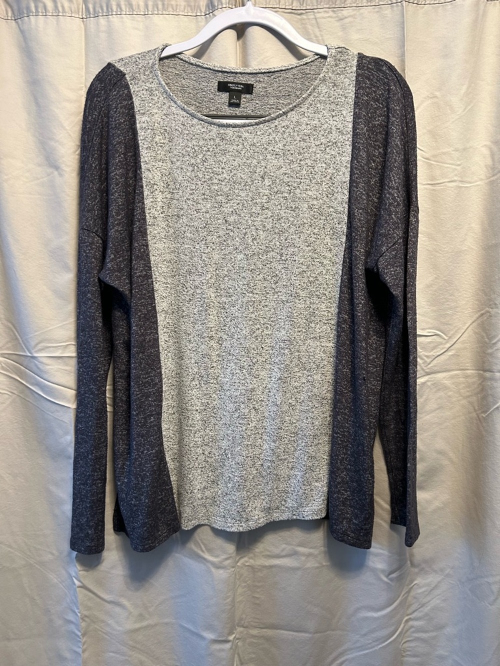 Simply Vera Vera Wang Two-Tone Gray Long-Sleeve Top